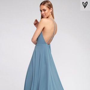 Lulu’s MYTHICAL KIND OF LOVE SLATE BLUE MAXI DRESS